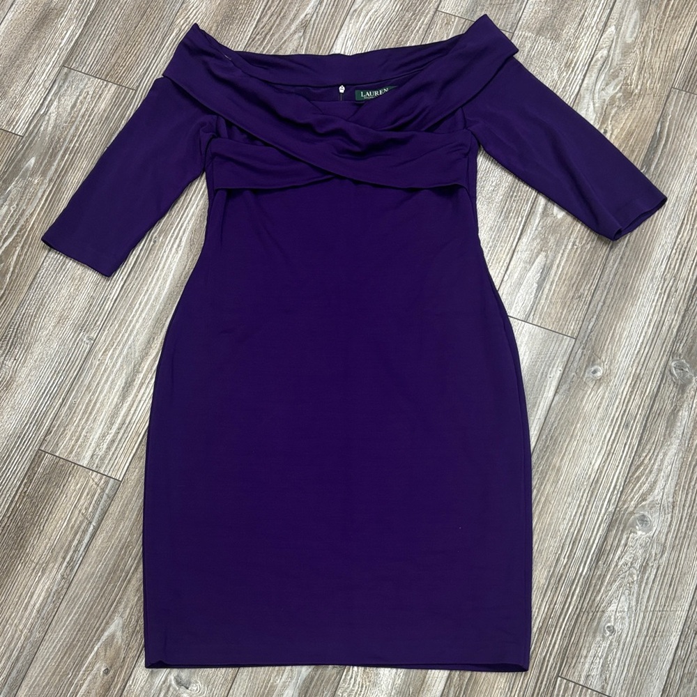 Lauren Ralph Lauren Elegant Purple Off-Shoulder Dress